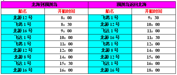 潿洲島開船時(shí)間（節(jié)假日,黃金周）