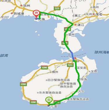 三亞到北海自駕車路線