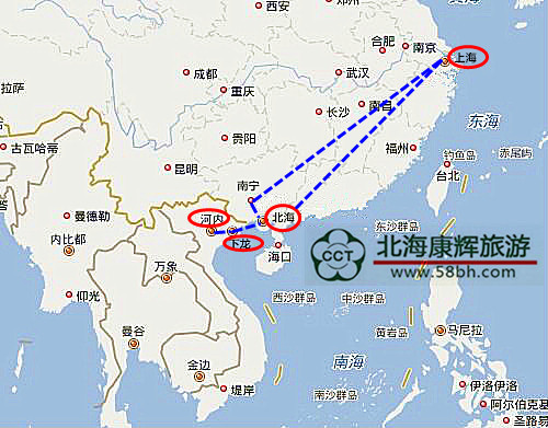 上海到越南旅游路線和費(fèi)用,廣西北海旅行社,