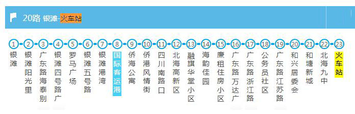 北海動車站到碼頭公交車,