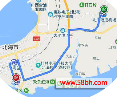 北海機場到潿洲島碼頭路線,