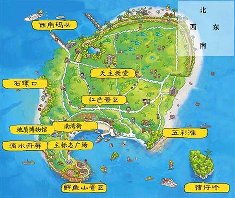 潿洲島景點(diǎn)分布圖,廣西北海旅游,