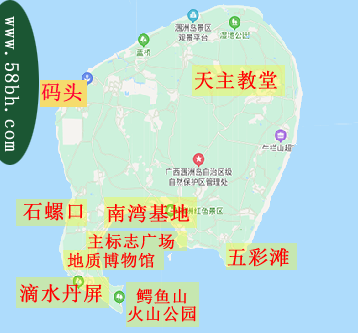 潿洲島景點(diǎn)地圖,廣西北海旅行社,