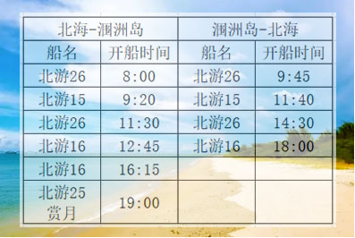 國慶節(jié)北海潿洲島開船時刻表,廣西北海旅行社