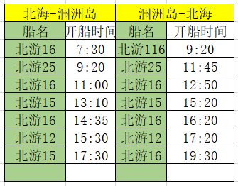 10月6日北海到潿洲島開船時間