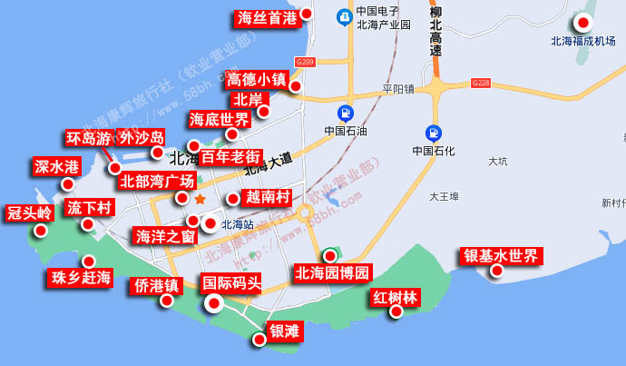 北海旅游景點(diǎn)地圖,北海旅游景點(diǎn)分布地圖,