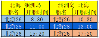 潿洲島1月份開(kāi)船時(shí)刻表