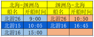 潿洲島開船時(shí)刻表