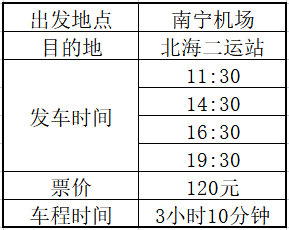 南寧機(jī)場(chǎng)有到北海的長(zhǎng)途汽車