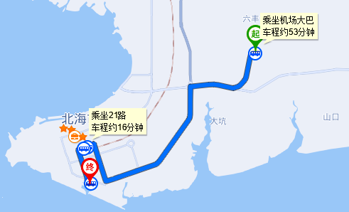 北海福成機(jī)場到銀灘國際客運(yùn)港有多遠(yuǎn),坐車怎么走