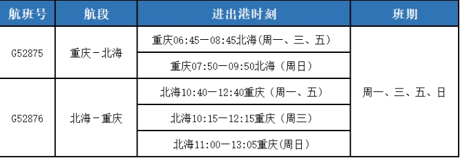 7月1日起北海機(jī)場(chǎng)增開到重慶的航班